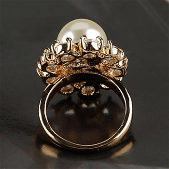 Nieuw-Grote Geraffineerde Pearl Ring met zirconen - 3