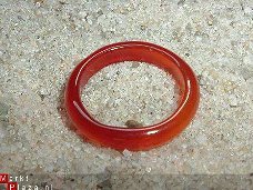 #89 Rood oranje Agaat Ring  handgeslepen