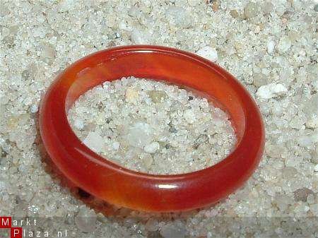 #87 Rood oranje Agaat Ring handgeslepen - 1