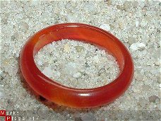 #87 Rood oranje Agaat Ring  handgeslepen