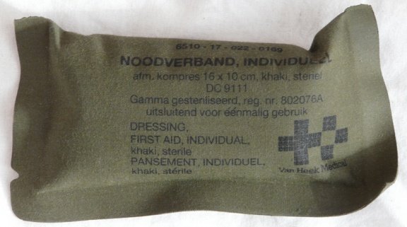 Verband Pakje, Nood, 16x10cm, Koninklijke Landmacht, 1991.(Nr.3) - 0