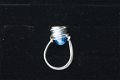 Handgemaakte ring aqua armadillo glasbead maat 16,5 NIEUW. - 2 - Thumbnail