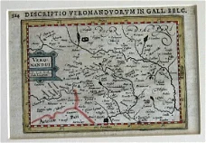 Kaart Veromandui 1616 Petrus Bertius Picardië handgekleurd