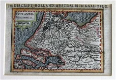 Kaart Hollandia Meridional 1616 Petrus Bertius handgekleurd