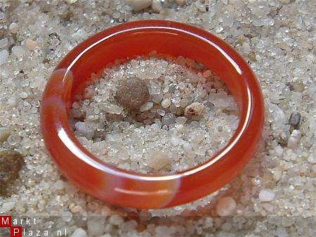 #97 Rood Oranje Agaat Ring handgeslepen - 1