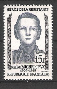 Frankrijk 1958 Simone Michel-Levy 1e plakker
