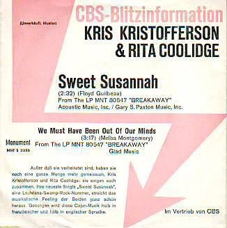 VINYLSINGLE * RITA COOLIDGE & KRIS KRISTOFFERSON * SWEET SUSANNAH * GERMANY 7