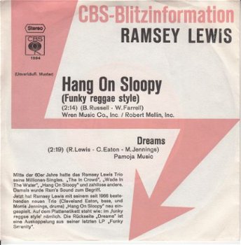 VINYLSINGLE * RAMSEY LEWIS TRIO * HANG ON SLOOPY * GERMANY 7