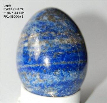 FP14J6000#1 Lapis Lazuli ei met Pyriet inclusies ~ 46 * 34 MM Handgeslepen en gepolijst - 2