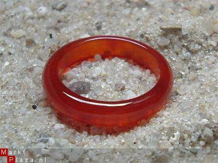 #99 Oranje rood Agaat Ring handgeslepen - 1