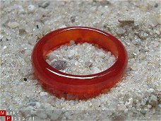 #99 Oranje rood Agaat Ring  handgeslepen