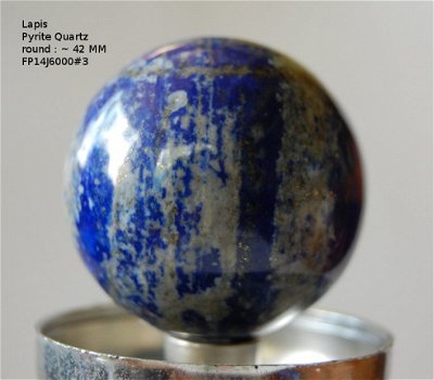FP14J6000#3 Lapis Lazuli Bol met Pyriet inclusies Rond ~ 42 MM - 2