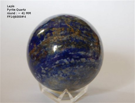 FP14J6000#4 Lapis Lazuli Bol met Pyriet inclusies Rond ~ 41 MM Handgeslepen en gepolijst - 1