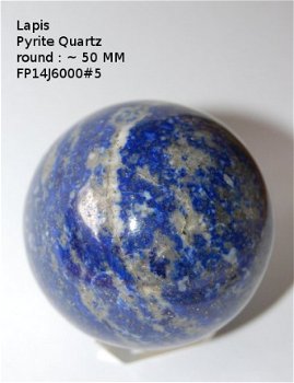 FP14J6000#5 Lapis Lazuli Bol met Pyriet inclusies Rond ~ 50 MM Handgeslepen en gepolijst - 2