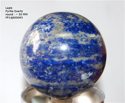 FP14J6000#5 Lapis Lazuli Bol met Pyriet inclusies Rond ~ 50 MM Handgeslepen en gepolijst - 3