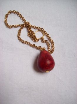 pendel terra rode jaspis edelsteen / goud ketting spiritueel item terrarood - 1