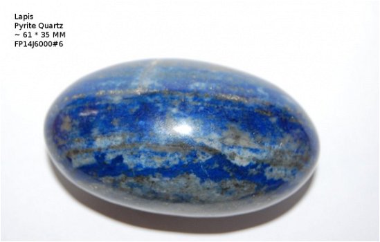 FP14J6000#6 Lapis Lazuli Ei met Pyriet inclusies ~ 61 * 35 MM Handgeslepen en gepolijst - 1