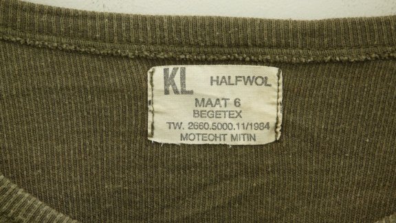 Hemd, Onderhemd, lange mouw, Koninklijke Landmacht, maat: 6, 1984.(Nr.1) - 2