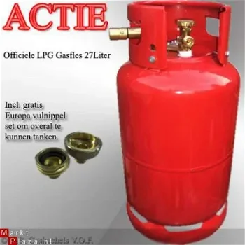 Stalen 27 liter LPG fles zelf uw gasdamptank vullen bij het tankstation! - 1
