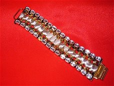 Nieuw- Luxe armband met cristal stenen en satijn