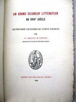 Limbourg HC Un Grand Seigneur Litterateur au 18e Siecle 1928 - 4