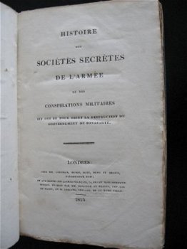 Histoire des Sociétés Secrètes de l'Armee 1815 Nodier - 1