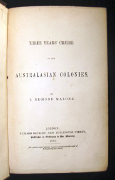 Three Years Cruise in the Australasian Colonies 1854 Malone