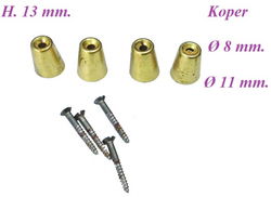 === 4 Klokstel pootjes = koper = gebruikt === 24202