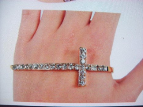 handsieraad kruis cross met strass kristal hand armband hippiemarkt - 1