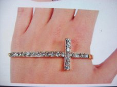 handsieraad kruis cross met strass kristal hand armband hippiemarkt