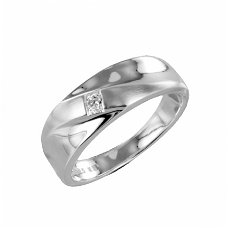 No 1108 Ring Zilver met zirk 17 mm