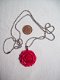 resin roos cerise kersen rood hanger met bolletjes ketting zilver hippiemarkt - 3 - Thumbnail