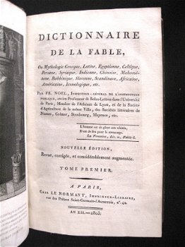 Dictionnaire de la fable & mythologie 1803 Noël - 6
