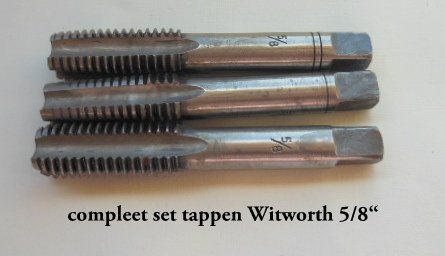 Compleet set tappen Witworth 5/8' - 1