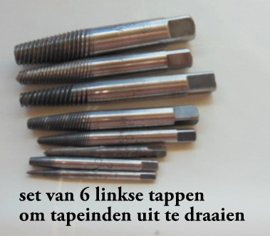 set van 6 linkse tappen om tapeinden uit te draaien - 1