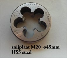 Snijplaat M20 ø45mm HSS staal