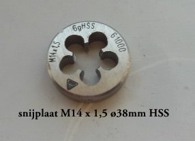 snijplaat M14 x 1,5 ø38mm HSS staal - 1
