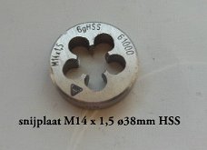 snijplaat M14 x 1,5 ø38mm HSS staal