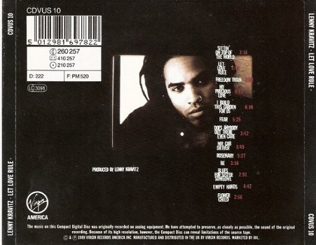 CD Lenny Kravitz ‎Let Love Rule - 2