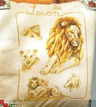 borduurpatroon 2859 kussen met leeuw - 1