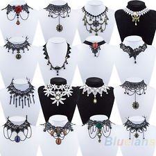 Retro Handmade Gothic Steampunk Lace Flower Choker Necklace Pendant Noble BF4U, €1.15 to $1.48 - 1