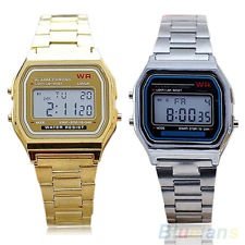 Men's Women's Vintage Stainless Steel LED Digital Sports Stopwatch Wrist Watch, €2.61 - 1