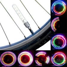2 x Bike Bicycle Cycling Good Wheel Tire Valve Cap Spoke Neon 5 LED Lights Lamp, €1.95 - 1