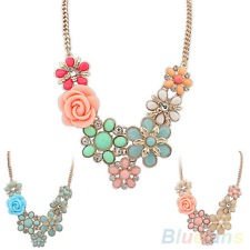 Women Fashion Crystal Rose Flower Pendant Chunky Chain Charm Statement Necklace, €3.09