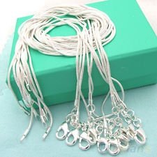 Shiny 10pcs Silver Plated 1mm Snake Chain Necklace 16-24inch For Jewelry Making, €3.58 - 1