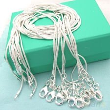 Shiny 10pcs Silver Plated 1mm Snake Chain Necklace 16-24inch For Jewelry Making, €3.58