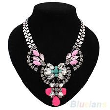 Hot Selling Funky Jewelry Crystal Rhinestone Flower Statement Bib Chain Necklace, €3.12 - 1