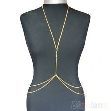 Women Sexy Fashion Gold Body Belly Waist Chain Bikini Beach Harness Necklace BF4, €0.99