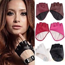 Fashion Half Finger PU Leather Gloves Ladys Fingerless Driving Show Gloves BF4U, €1.62