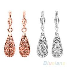 Lady Teardrop Hollowed Silver Gold Dangle Hoop Vogue Wedding Party Earrings BFCU, €1.07 - 1